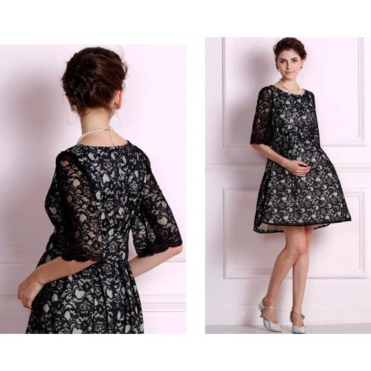 Maternity and nursing bow waist lace ceremony dress 