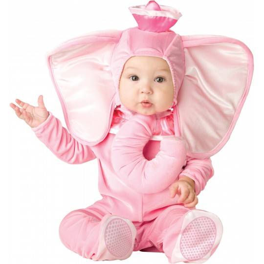 Costume Carnevale Elefante Rosa per Bimba Incharacter 0-24 mesi