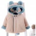 Double face baby coat with ears and tail Red/Off white