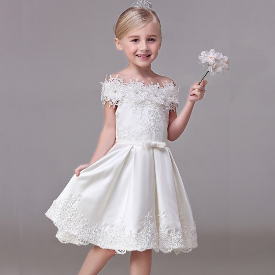 Flower girl formal dress white colour 90-140cm 