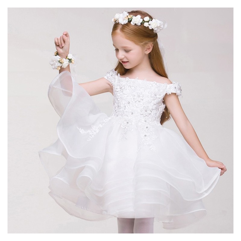 Flower girl formal dress white colour 80-150cm 