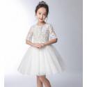 Flower girl white formal dress 100-160 cm