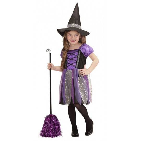 Costume petite sorcière en violet 3-5 ans