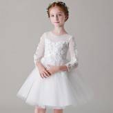 Flower girl formal white dress long sleeves 100-150cm