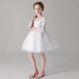 Flower girl formal white dress long sleeves 100-150cm