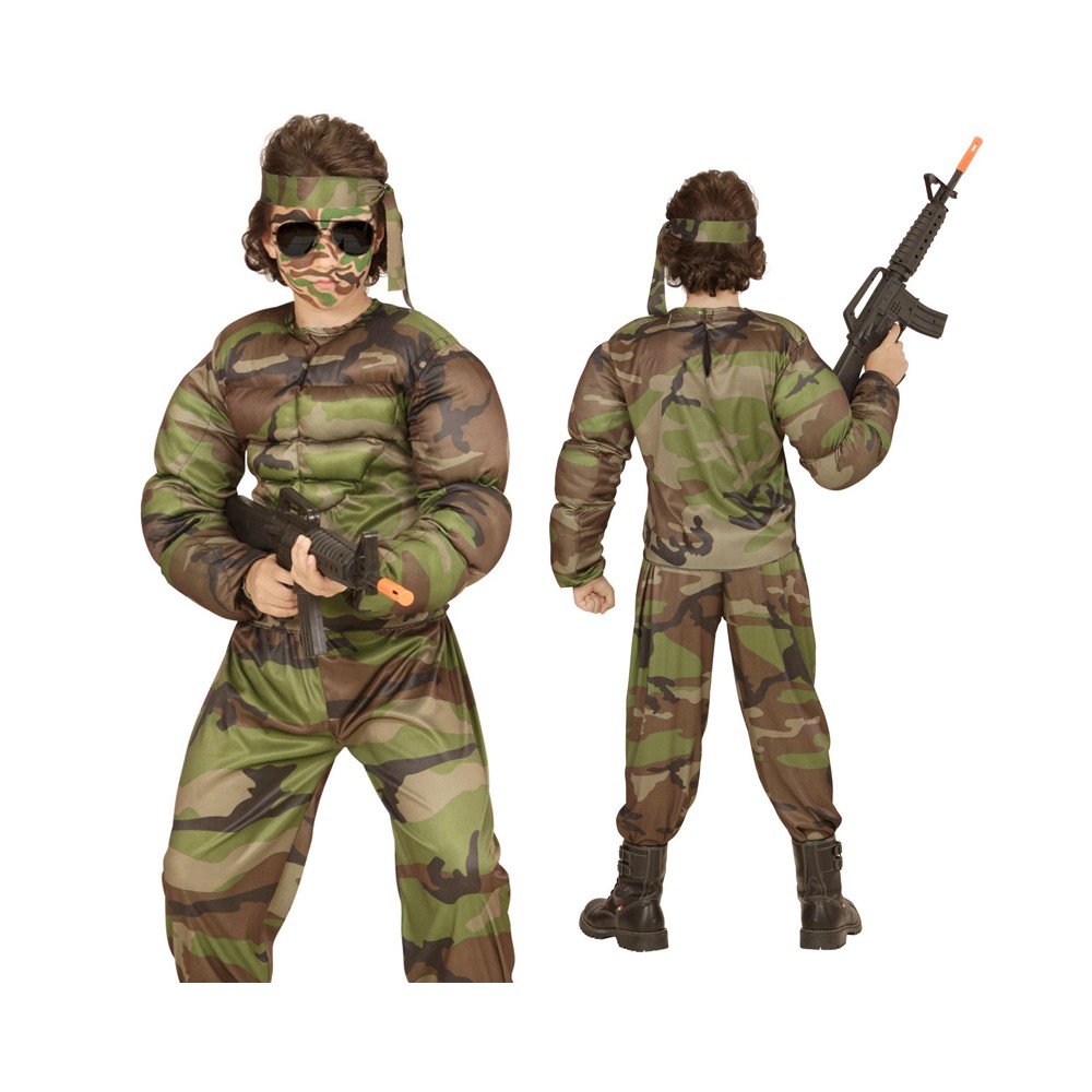 Super muscular soldier costume 5-13 years| PARTY LOOK