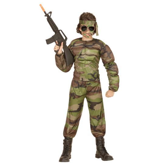 Super muscular soldier costume 5-13 years