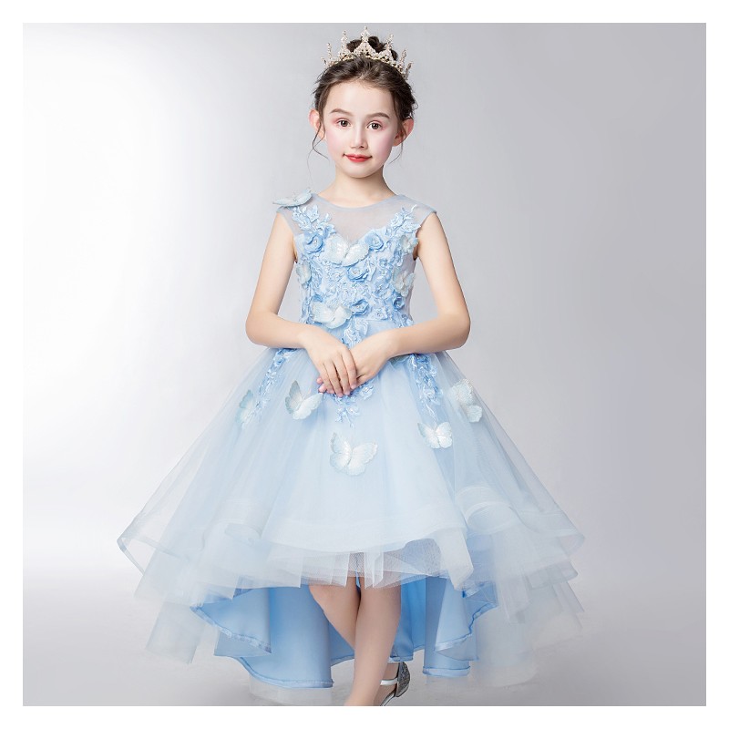 Flower girl ceremony formal dress light blue 110-160cm