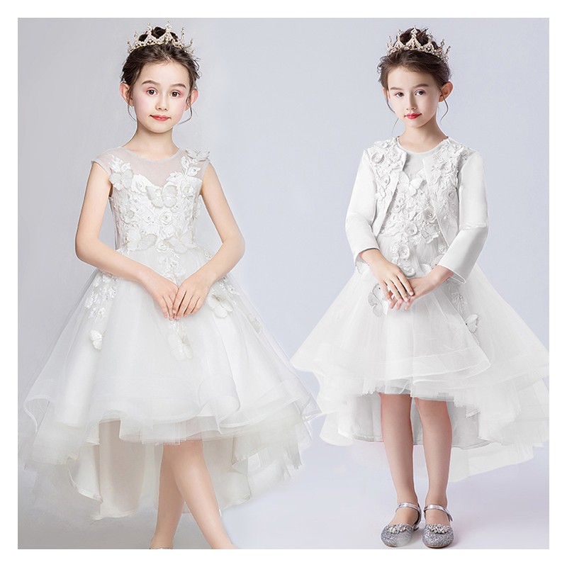 Flower girl ceremony formal dress white 110-160cm