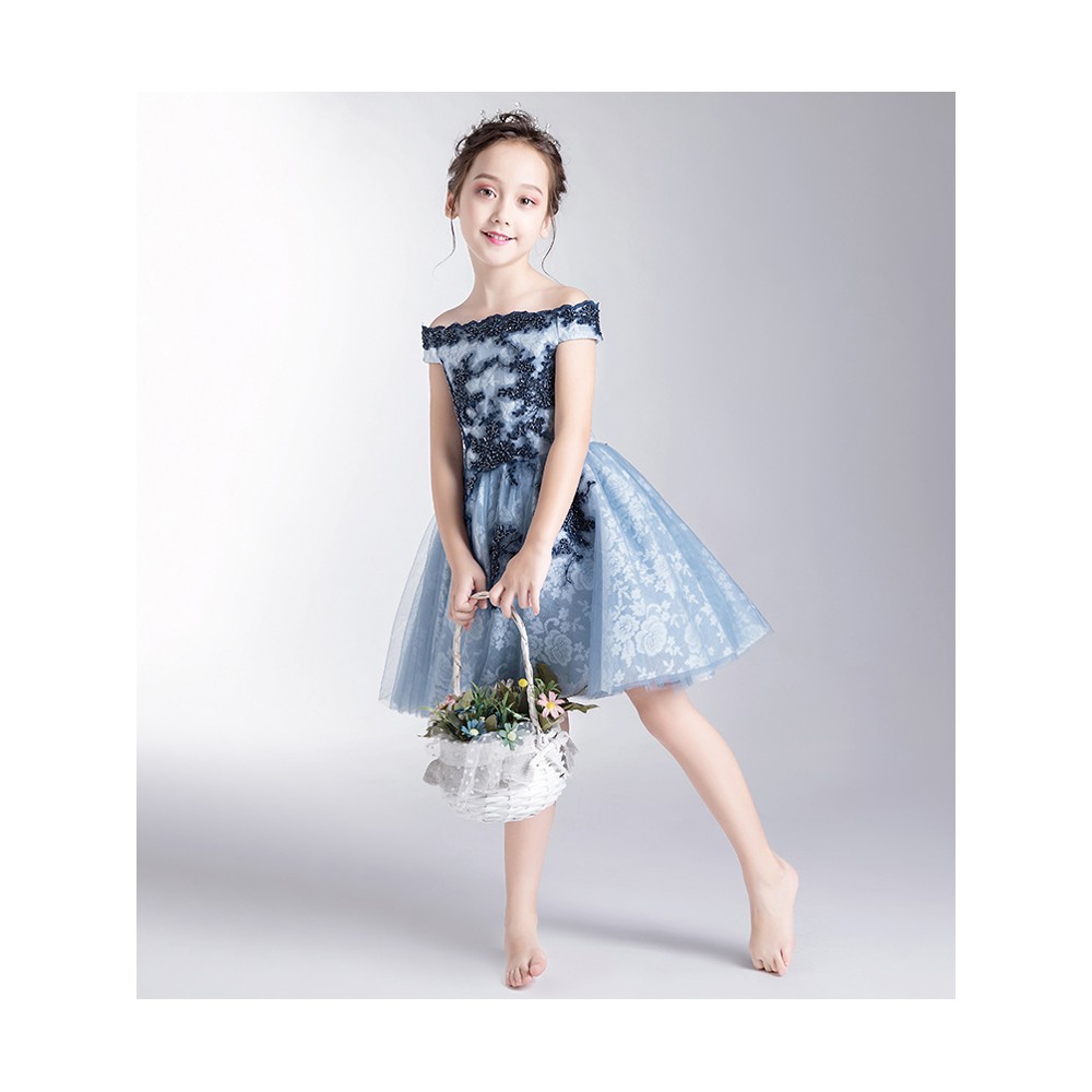 Robe bleu clair de cérémonie fille demoiselle 100160cmPartyLook