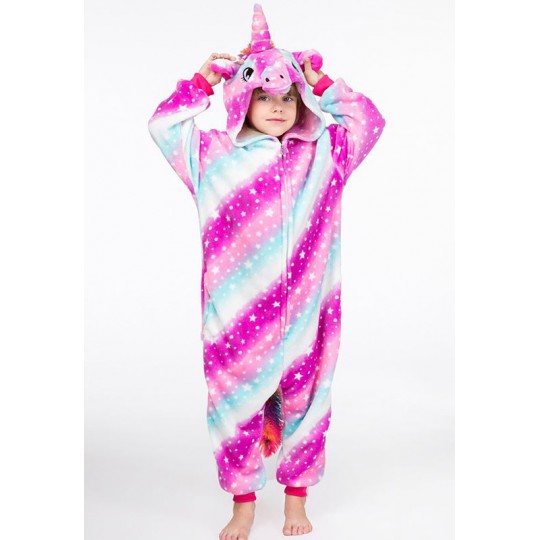 Costume pyjama d&#039;unicorne rainbow 4-12 ans