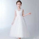 Robe blanc de cérémonie fille-demoiselle 100-160cm