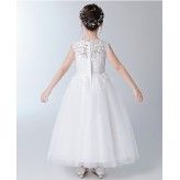 Robe blanc de cérémonie fille-demoiselle 100-160cm