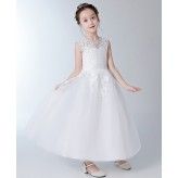 Robe blanc de cérémonie fille-demoiselle 100-160cm