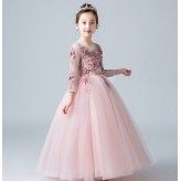 Flower girl formal dress pink 100-160cm