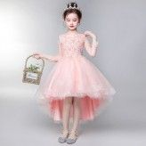 Flower girl formal dress long sleeves light pink 110-160cm