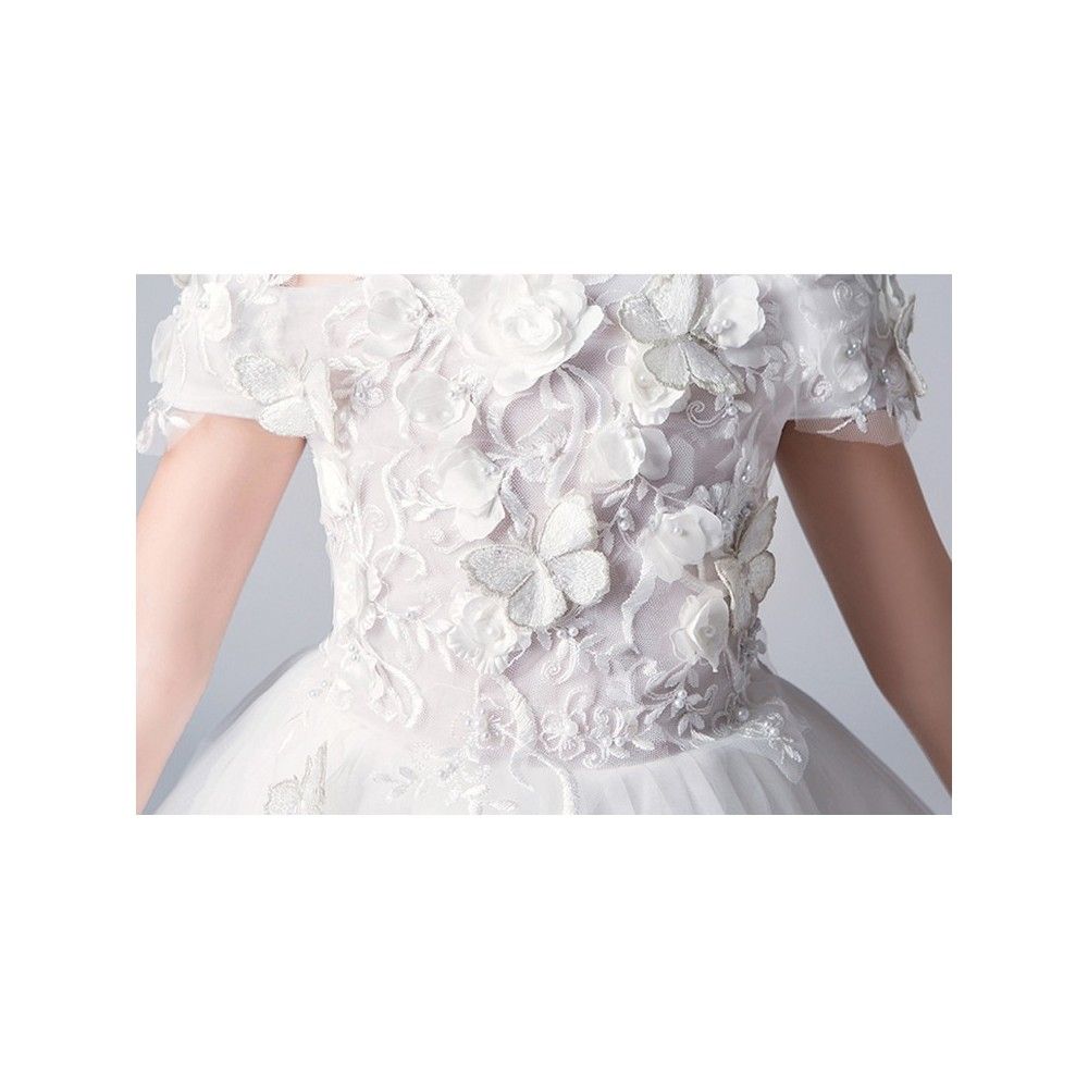 Robe blanche/rose de cérémonie fille-demoiselle d'honneur - PartyLook