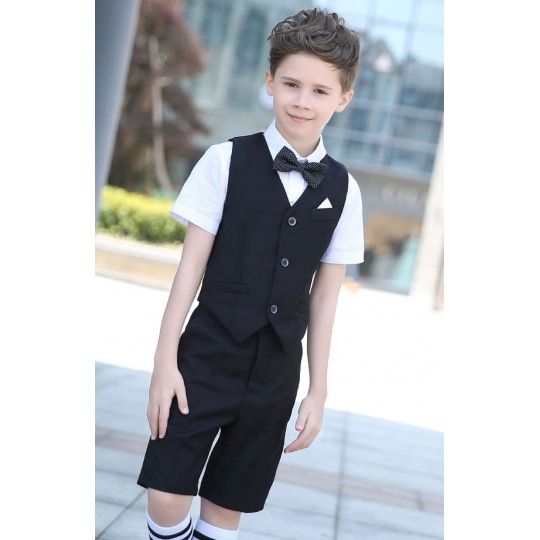 Boy summer formal suit 4 pcs 100-170cm blue black