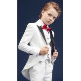 Jacquard Fabric French Smoking Boy Formal Suit 5 pcs  White