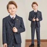 Boy formal suit 6 pieces blue navy or dark grey