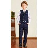 Boy formal suit 6 pieces blue navy or dark grey