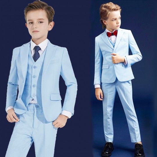 Sky blue formal suit for boy 5 pcs set 110-170 cm