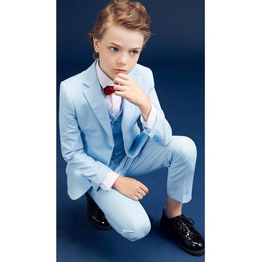 Sky blue formal suit for boy 5 pcs set 110-170 cm