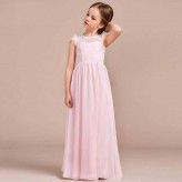 Flower girl long formal dress pink 110-160cm or customized