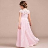 Flower girl long formal dress pink 110-160cm or customized