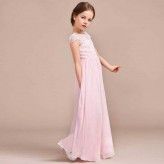 Flower girl long formal dress pink 110-160cm or customized