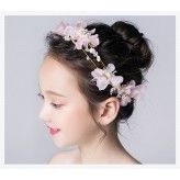 Decorated pink flowers little girl headband  for ceremonies