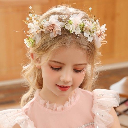 Set serre-tête décoré + boucles d'oreilles de cérémonie pour petite fille