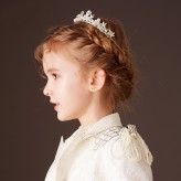 White * silver tiara for girl