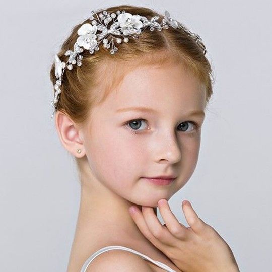 Headband with white flowers and butterflies