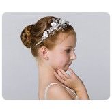 Headband with white flowers and butterflies